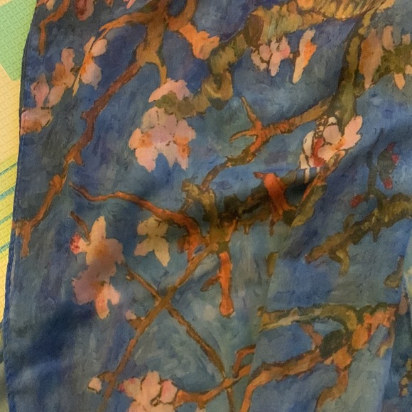 JC sunny just classic sheer blue floral / Van Gogh open kimono beach coverup o/s - Picture 3 of 9